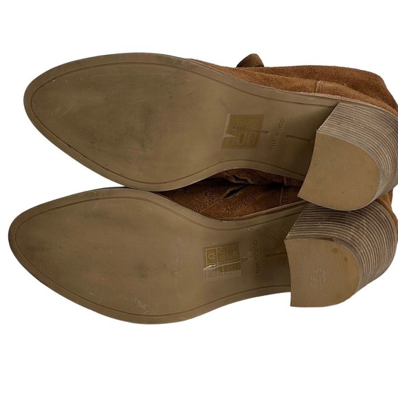 Dolce Vita Women's Sabrina 9 Suede Heeled Booties Boot Oxford Lace Up Zip Brown - Picture 6 of 10